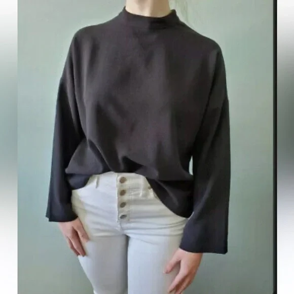 Madewell Mock Neck Blouse - Picture 1 of 11